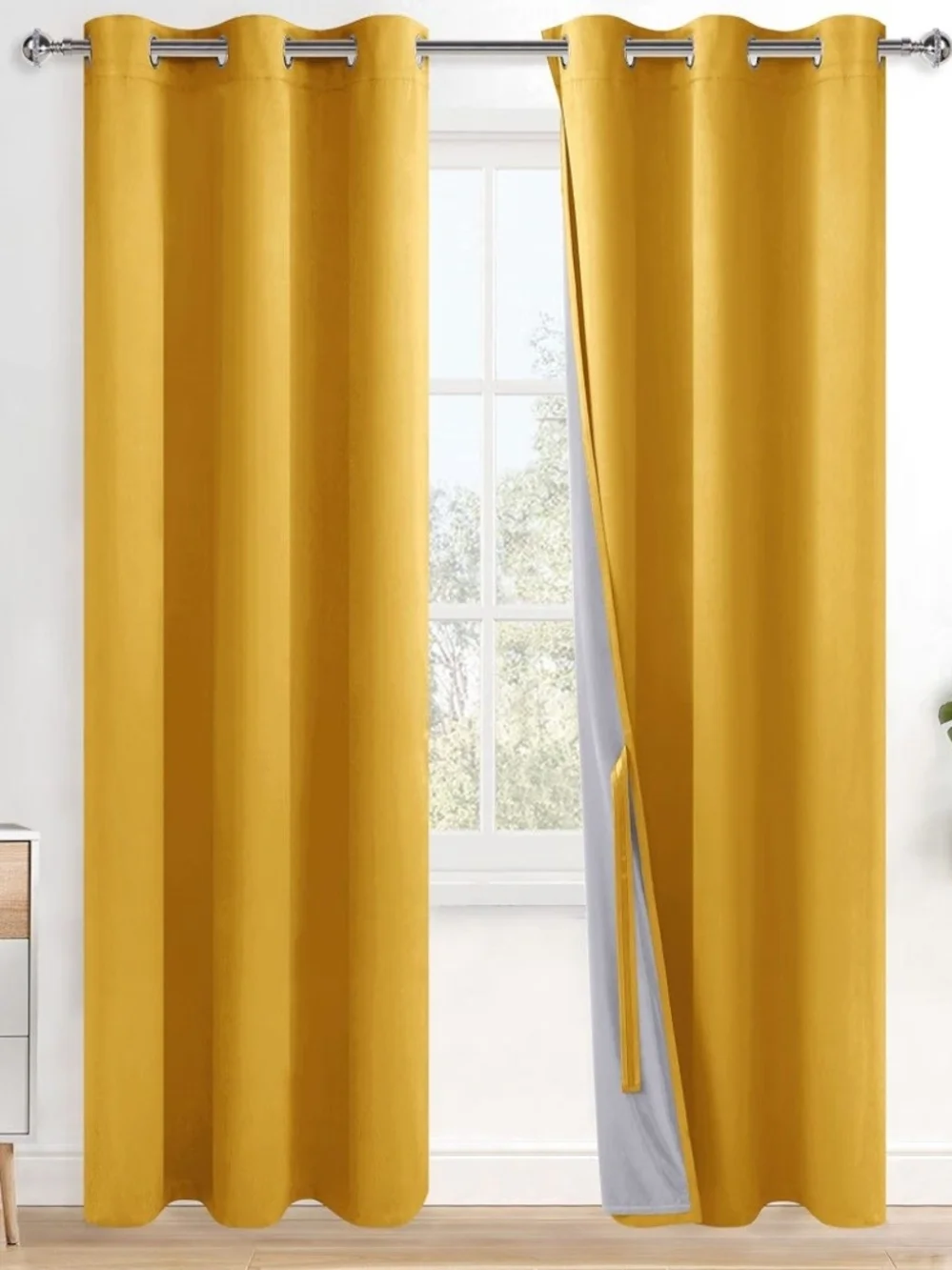 Set Of 2 W42 x L84 Mustard Blackout Curtains - NEW!